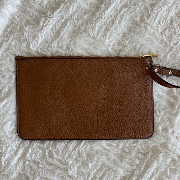 Michael Kors Tan Brown Pebbled Leather Clutch Wristlet Bag Pouch - Picture 5 of 10